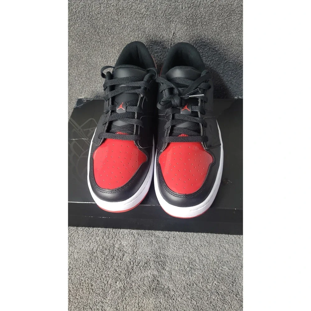 Jordan Nu Retro 1 Low Bred Black Varsity Red White DV5141-006 Mens Size 10